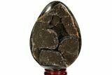 Septarian Dragon Egg Geode - Black Crystals #111229-2
